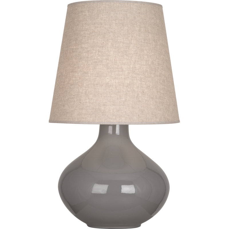 June Ceramic Table Lamp, Buff Linen, Smokey Taupe