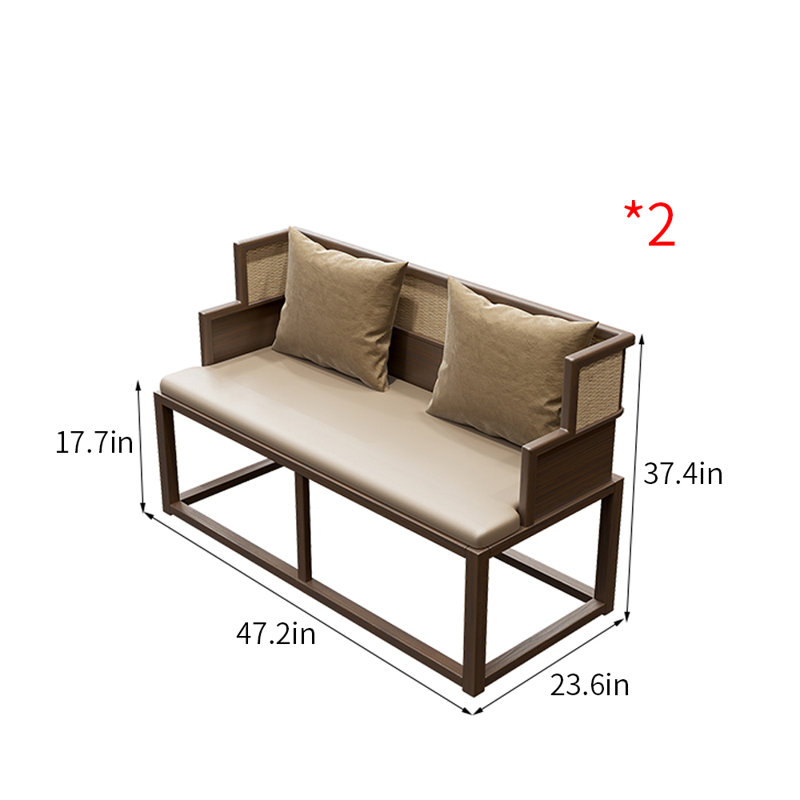 Banc rembourré en similicuir de style chinois