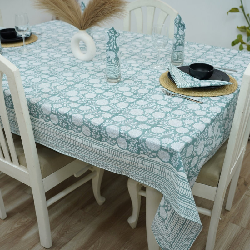 Housse de table décorative en coton avec imprimé bloc pour Dinnig - Rajat , L 90 po x l 60 po