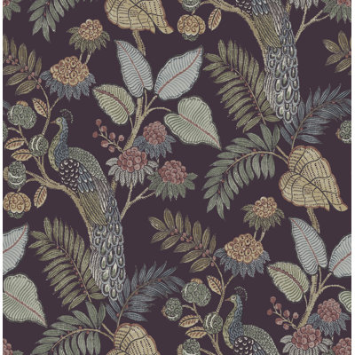 Geneva Sea Green Peacock Paradise Wallpaper