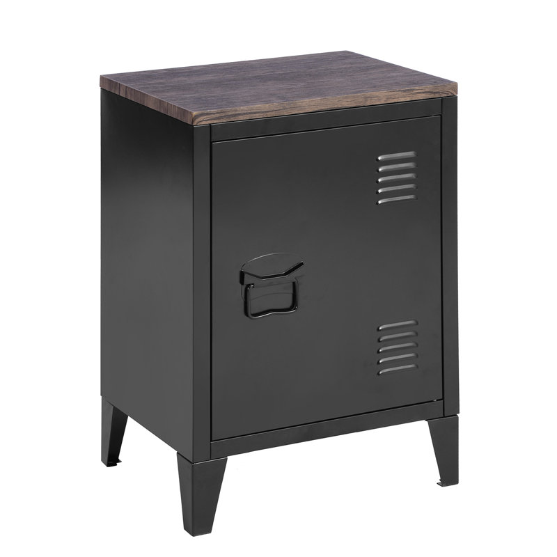 Mira 40.5cm W Bedside Table, Black Gray