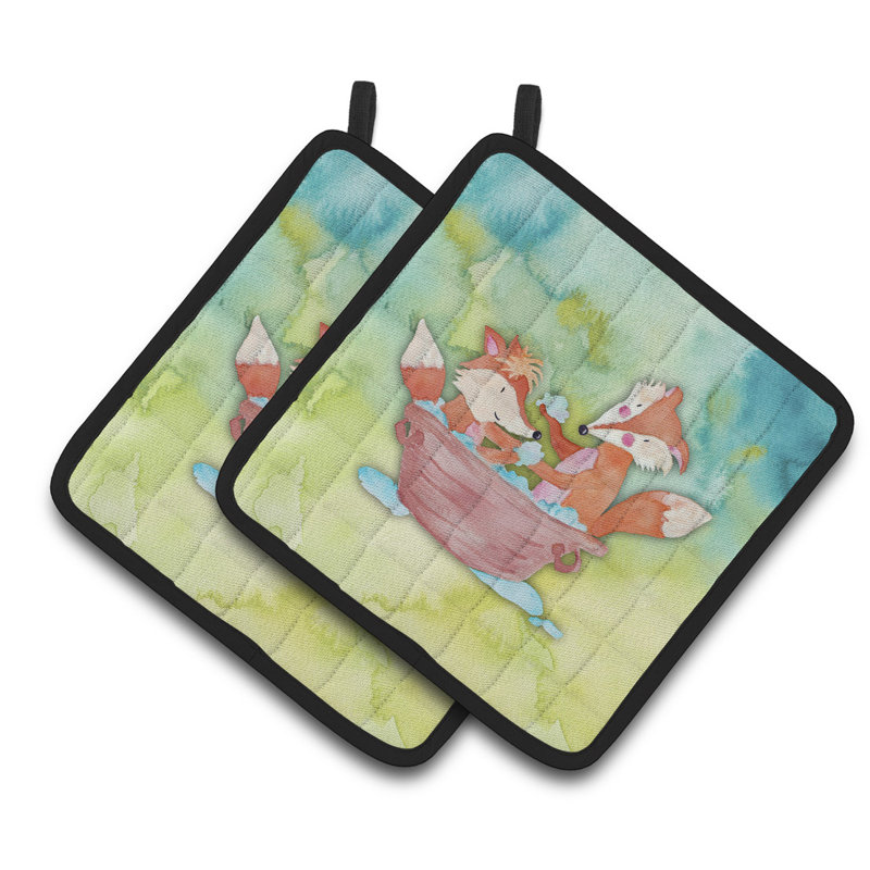 Cuisinier poignée aquarelle de bain foxes de caroline trésors