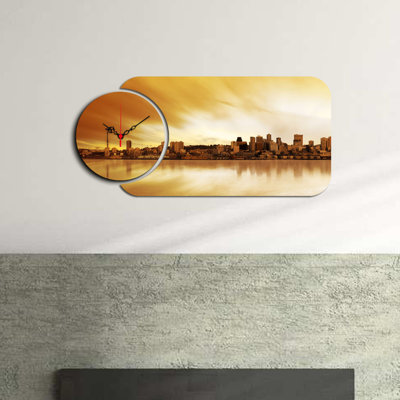 Ensemble de 2 horloges murales décoratives Chic, design moderne, 26,8 x 12,6 pouces | Fabrication 100% bois aggloméré, épaisseur: 0,1 pouce | Parfait pour le salon, le bureau ou la chambre à coucher, les garde-temps élégants et fonctionnels