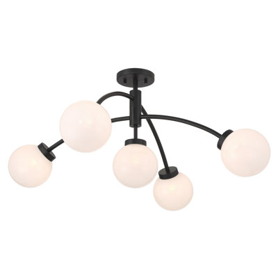 Redfield 5-Light Convertible Semi-Flush or Pendant in Black