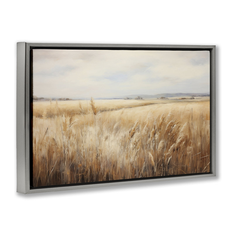 «Vast Wheat Field» par Petal Prints Design, Cadre flottant gris lustré, H 17 po x l 25 po