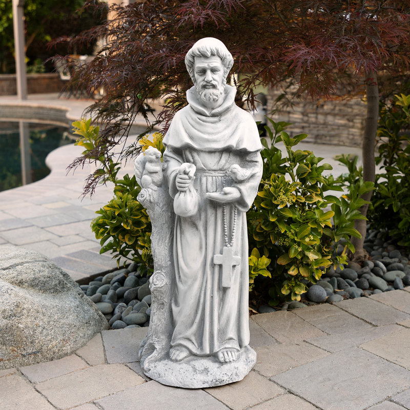 Statue st. francis Kylen, H 31 po x l 12 po x P 10 po, Gris