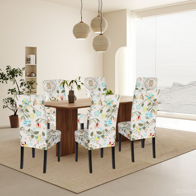 Floral Polyester Dining Chair Slipcover
