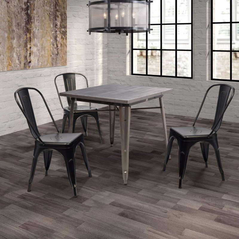 Lilian 18.1 " H Metal Side Chair Stacking, Black/Golden