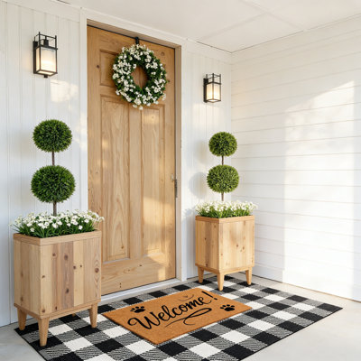 Checkered Rug Plaid Outdoor Rugs, Soft Machine Washable Cotton