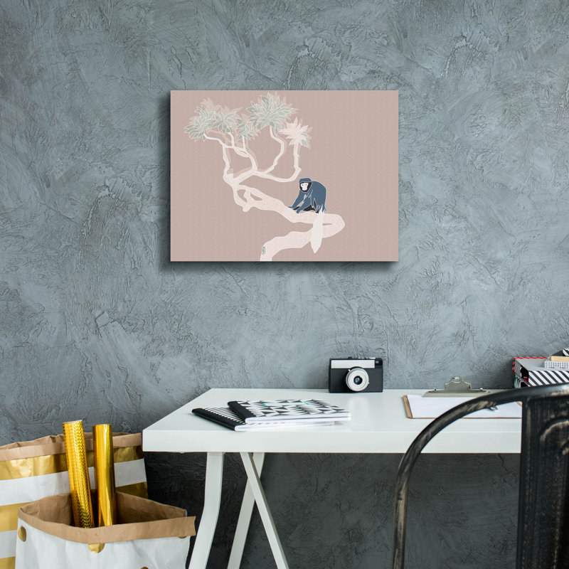 «Epic Graffiti» «Vintage Tropics Monkey On A Branch» par Sabrina Balbuena, art mural sur toile, 16 po x 12 po