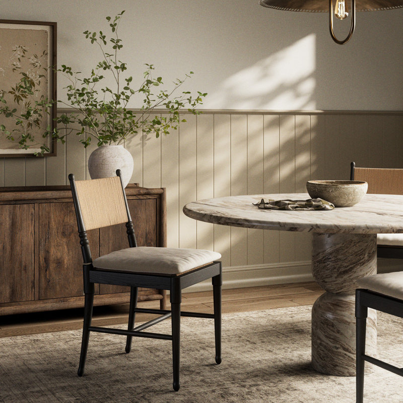 Fayth Dining Chair with Cushion, Dune Linen, Stained Black Ash