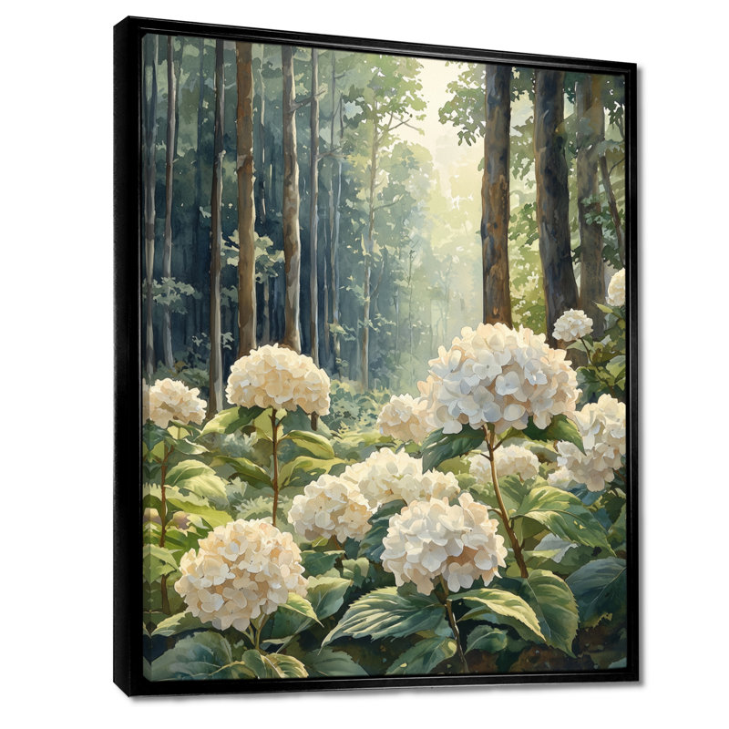 Cropsey - Hydrangea, impression sur toile, Noir, Reproduction avec cadre flottant, H 20 po x l 12 po