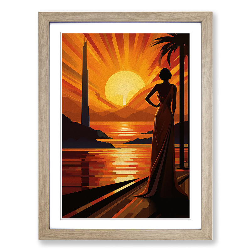 Single Picture Frame Print on Wood, 46cm H x 34cm W, Oak Framed