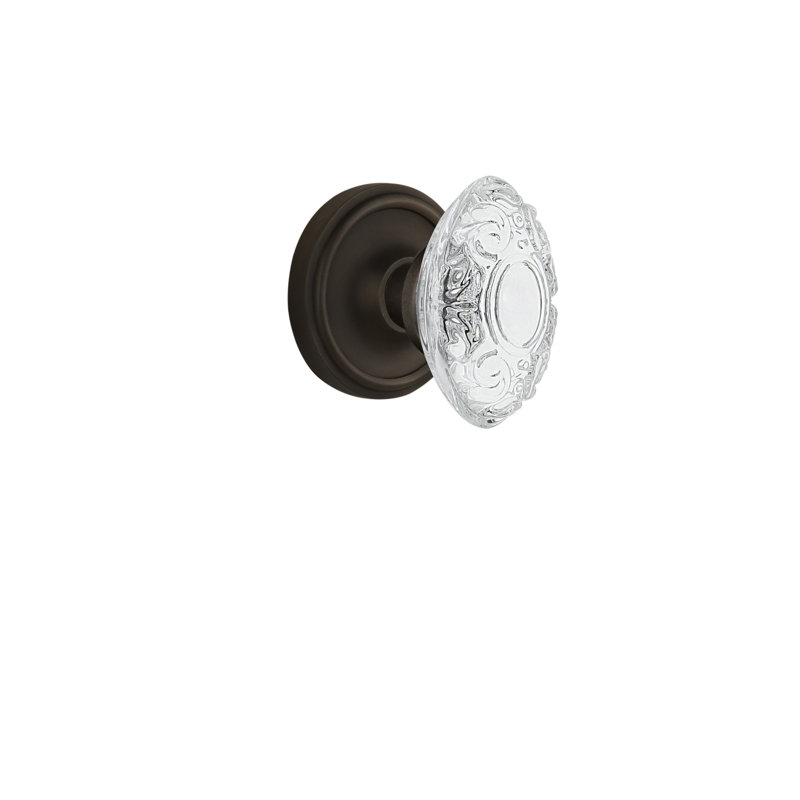 Rosette classique avec bouton victorien en cristal, Bronze frotté à l'huile