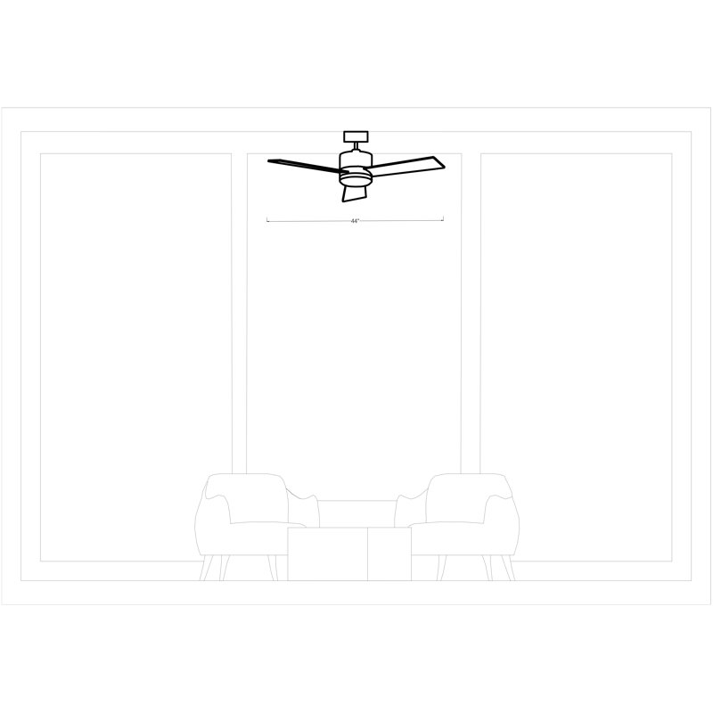 Brushed Silver 44'' Ceiling Fan with Light and Remote