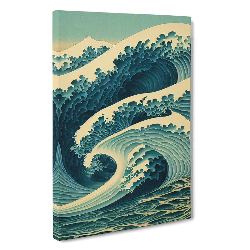 Traditional Japanese Wave No.4 - Wall Art, Wrapped Canvas, 50cm H x 35cm W, No Matte