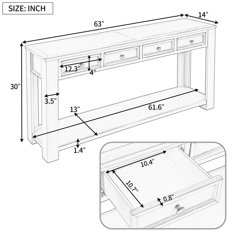 Annaliece 63'' Solid Wood Console Table, White 