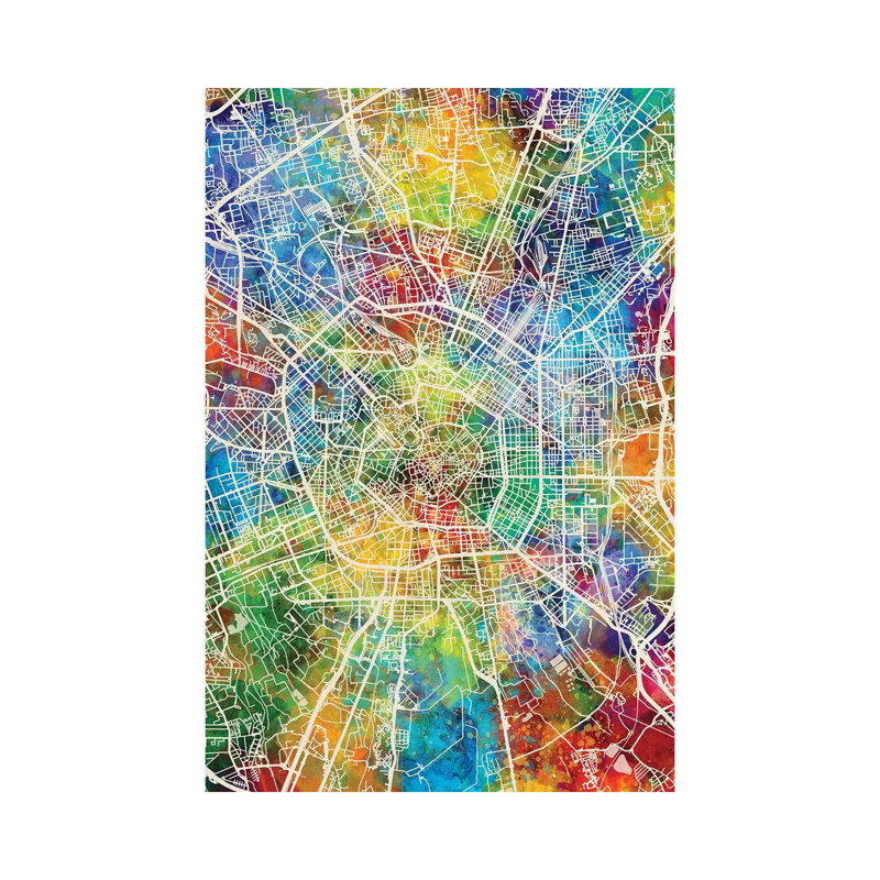 Milan Italy City Map by Michael Tompsett - Wrapped Canvas Gallery-Wrapped Canvas Giclée, 20.32 cm H x 30.48 cm W