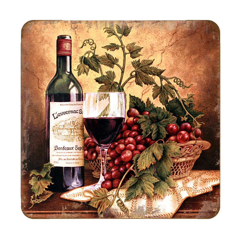 Wood Square 4 Piece Coaster Set