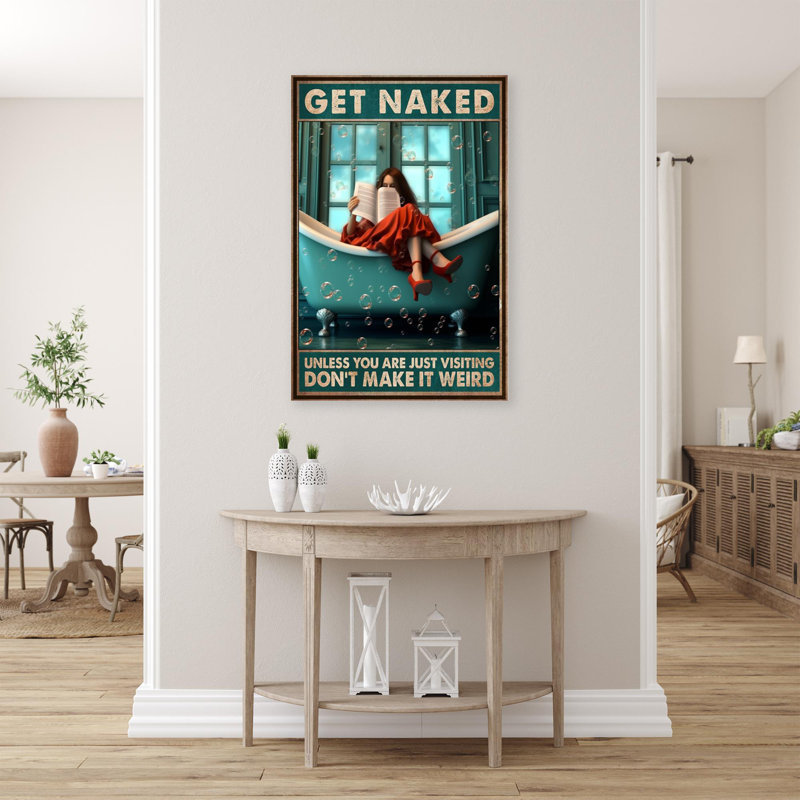 «Woman In Bathaign Get Nake 1 - 1 pièce», reproduction d'art graphique sur toile tendue, H 36 po x l 24 po x P 1,25 po