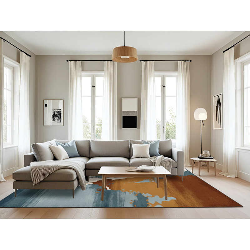 Tapis aquarelle lavable à la machine, Rectangulaire 8 pi x 12 pi