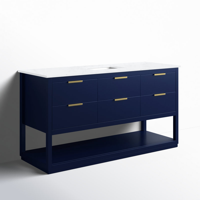 Ensemble de meuble-lavabo simple 60 po Felicity, Bleu