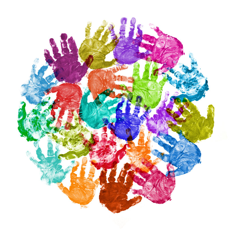 Circle Of Baby Handprint by Samxmeg - No Frame Print on Canvas, 122cm H x 122cm W