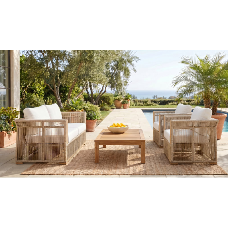 Outdoor 3 - Seat Patio Sofa, Natural, Beige