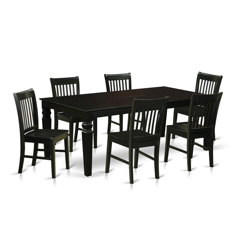 Ensemble de salle à manger Beesley, 7 pièces : 1 table, 6 chaises, Noir / gris foncé