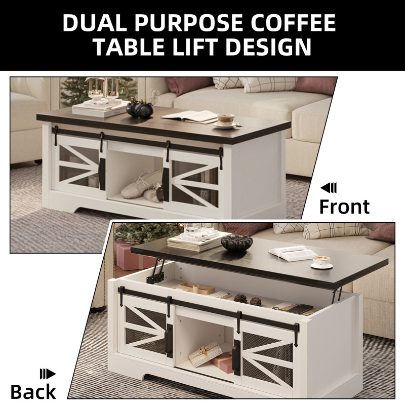 Lift Top Coffee Table with Storage, Black
