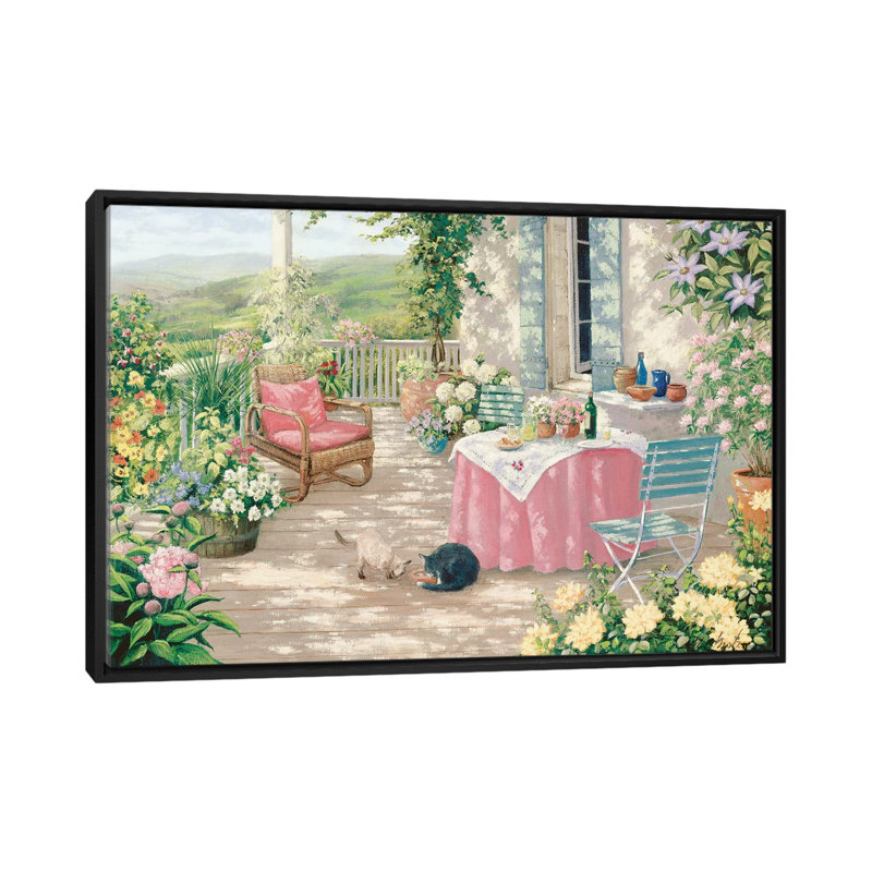 «Brunch», reproduction sur toile, H 18 po x l 26 po x P 1,5 po, Toile avec cadre noir, Pas de tapis