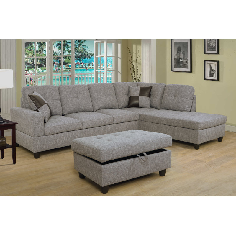 Crius 103.5" Upholstered L-Shape Sectional, Gray, Left Hand Facing
