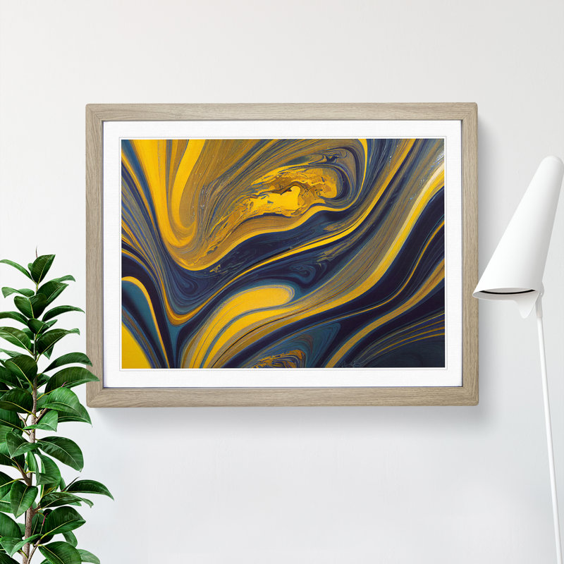 Abstract Marbling Art Vol.1 - Framed Print, 34cm H x 46cm W x 2cm D, Oak