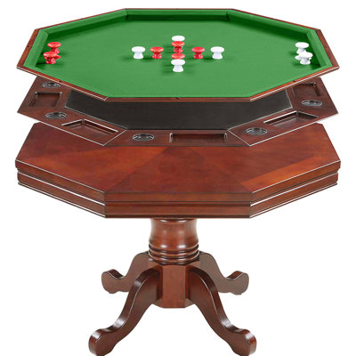 Table de poker 3 en 1 Hathaway Kingston, table de billard de salle à manger et de billard pour les salles de jeux - bois franc durable, pieds robustes, surface de jeu lisse - comprend des boules de butoir, des queues, de la craie et du noyer