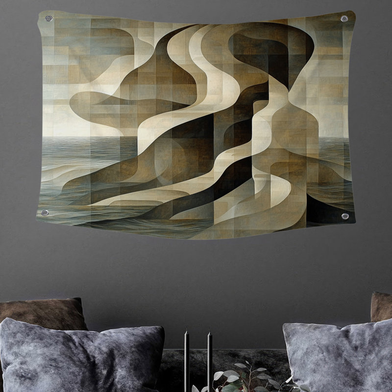 Tapisserie murale Waves - Décoration murale abstraite, H 68 po x l 80 po