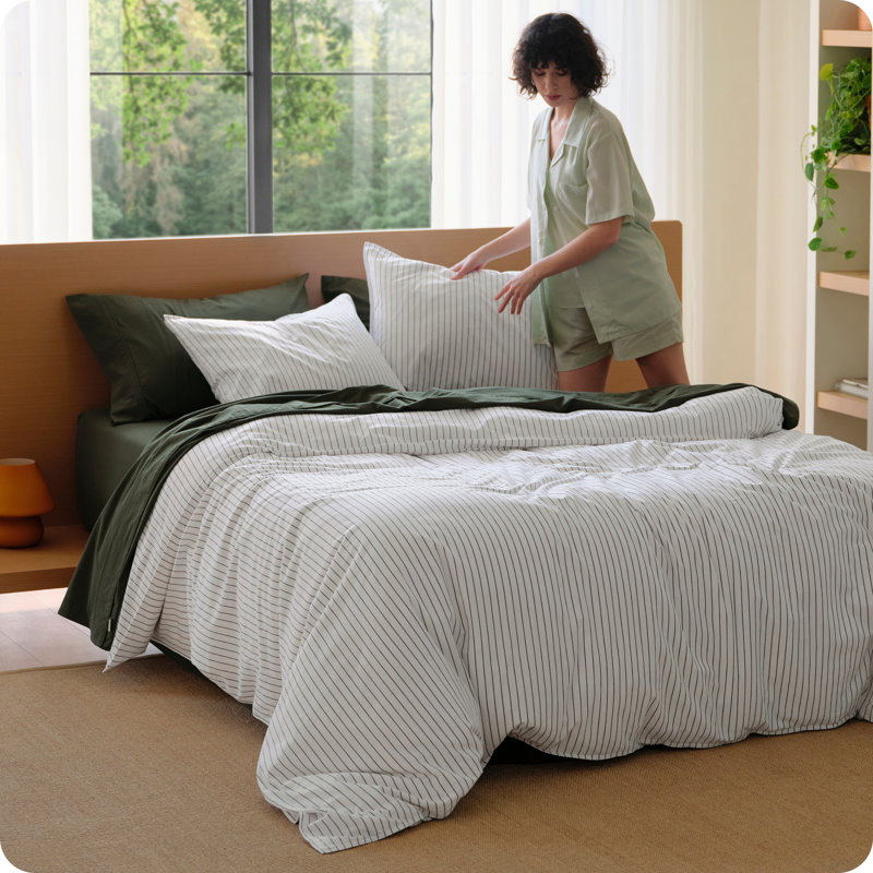 Bedsure Gingham Duvet Cover Set, 100% Washed Cotton Duvet Cover King, PureWoven with Reversible Yarn‑Dyed Design & Double‑Stitch Craft（Set of 3）
