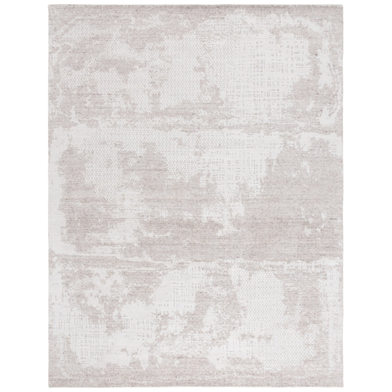 Virsie Hand Loomed Wool/Viscose/Cotton Abstract Rug in Grey/Ivory, Rectangle 8' x 10'