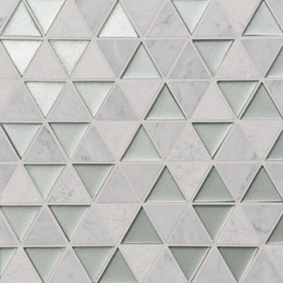 Kaikos 1.75" Triangle Glass and Stone Mosaic Tile