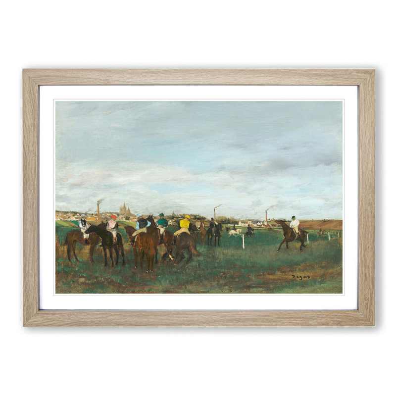 The Horse Races by Edgar Degas - Picture Frame Painting, 27cm H x 36cm W x 2cm D, Oak