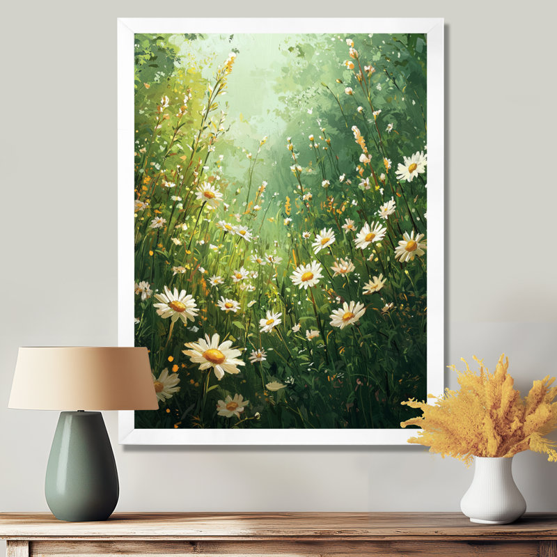 Naugle - art mural floral, H 20 po x l 12 po, Reproduction encadrée d'une seule photo, Blanc