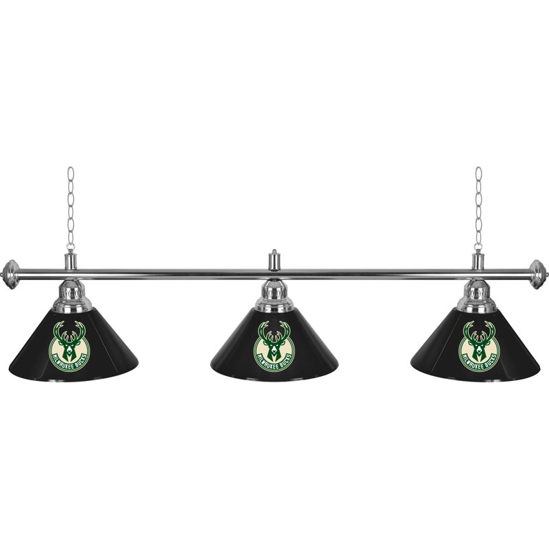 Luminaire suspendu linéaire pour table de billard 3 lumières NBA, Bucks de Milwaukee