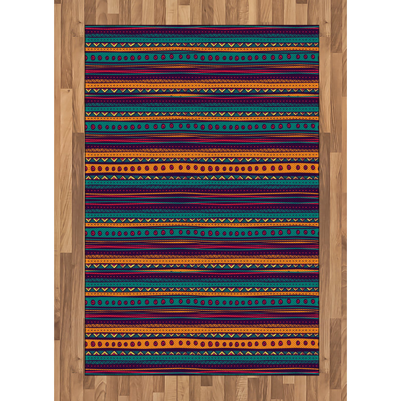 Striped High Density Long Fiber Poly Threads Decorative Area Rug Carpet, Rectangle 4' x 5'8"