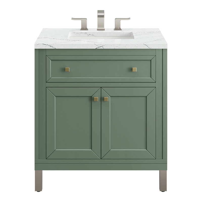 Meuble-lavabo simple l 30 po Chicago, Céladon fumé, Noctis éthéré, 8 po