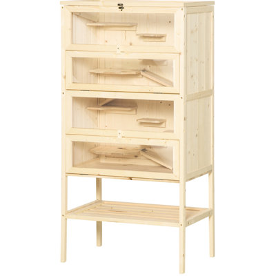 5 Hamster Habitat With Front Door And Storage Shelf Option Wooden Cage Openable Top For Convenience