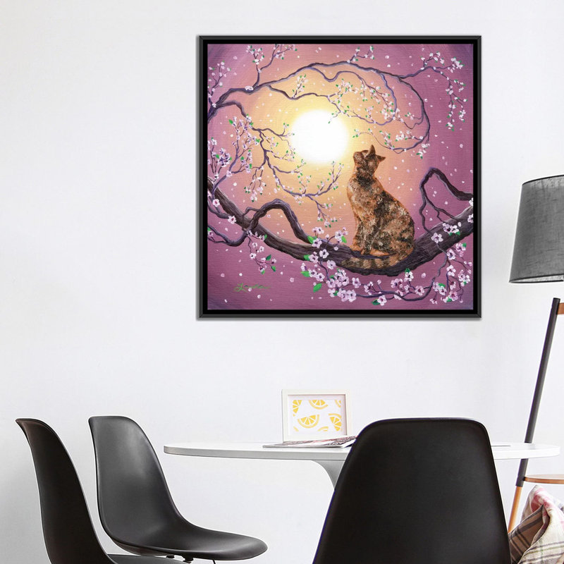 Reproduction d’art « Cherry Blossom Waltz » par Laura Iverson, Toile avec cadre noir, Pas de tapis