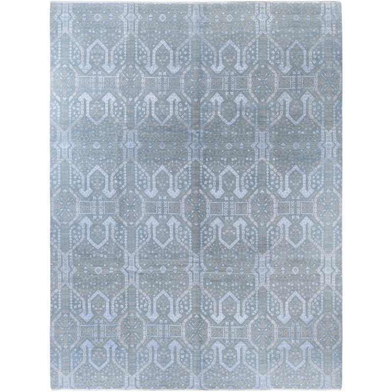 Tapis noué à la main de conception unique Melby - beige, 9 pi 0 po x 11 pi 10 po