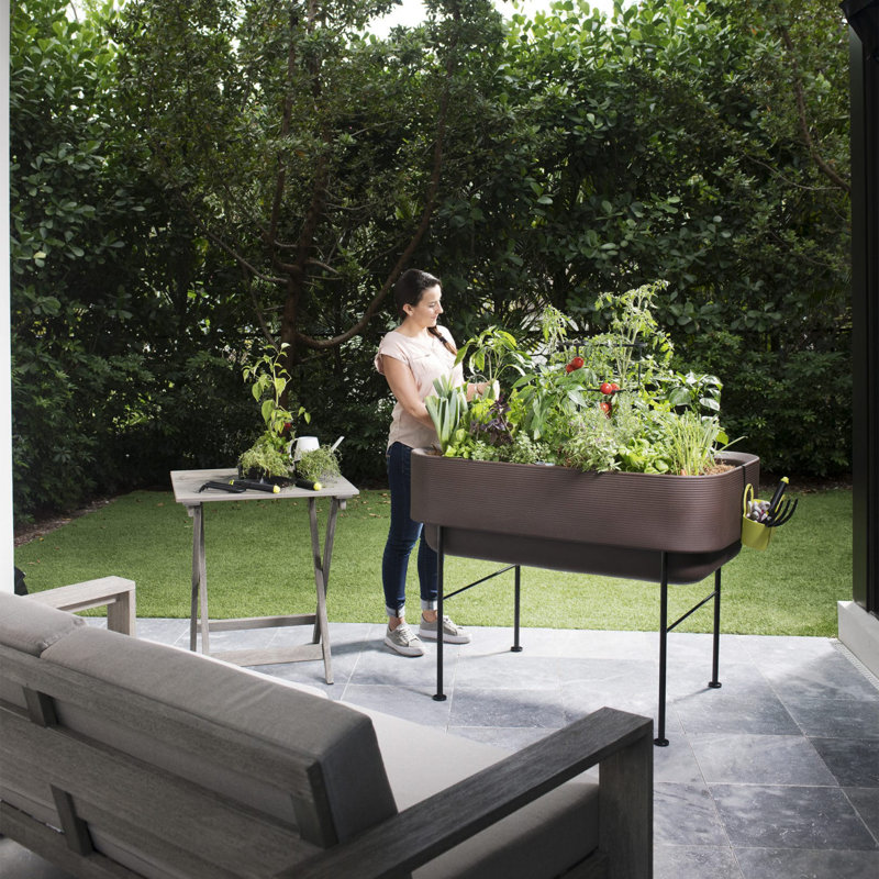 Nest Alpine White 22" x 44" Raised Planter with Steel Legs