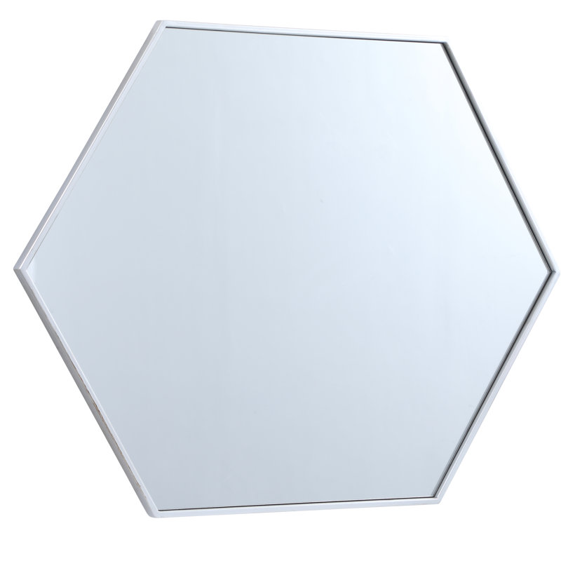 Sabine Metal Hexagon Wall Mirror, Silver, 32" x 38"