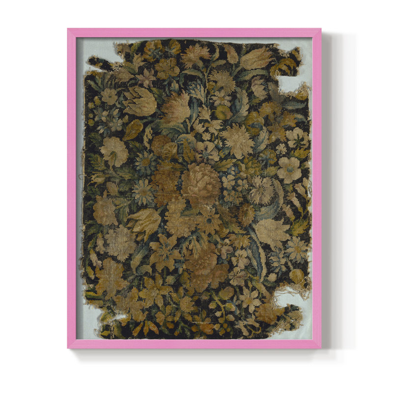 Impression florale rétro CCXXVII, bois massif, H 30 po x l 24 po, Rose