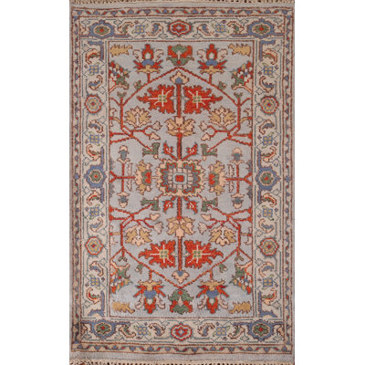 Tapis pour vestibule indien en laine noué à la main Oushak 3 x 5